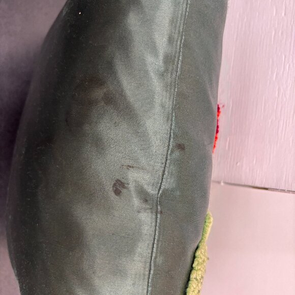 Vintage Embroidered Throw Pillow Handcrafted Needlework Roses, Floral - Picture 7 of 8